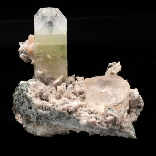 Green Apophyllite and Stilbite with Calcite // 2.69 Lb.