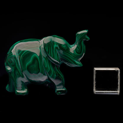 Hand-Carved Malachite Elephant // 327 Grams