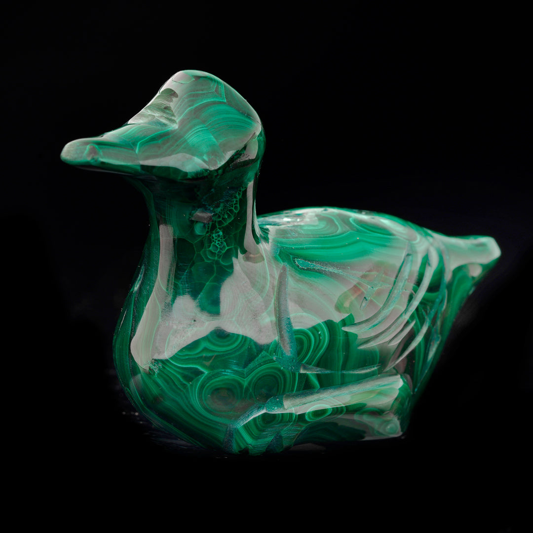 Hand-Carved Malachite Duck // 110 Grams