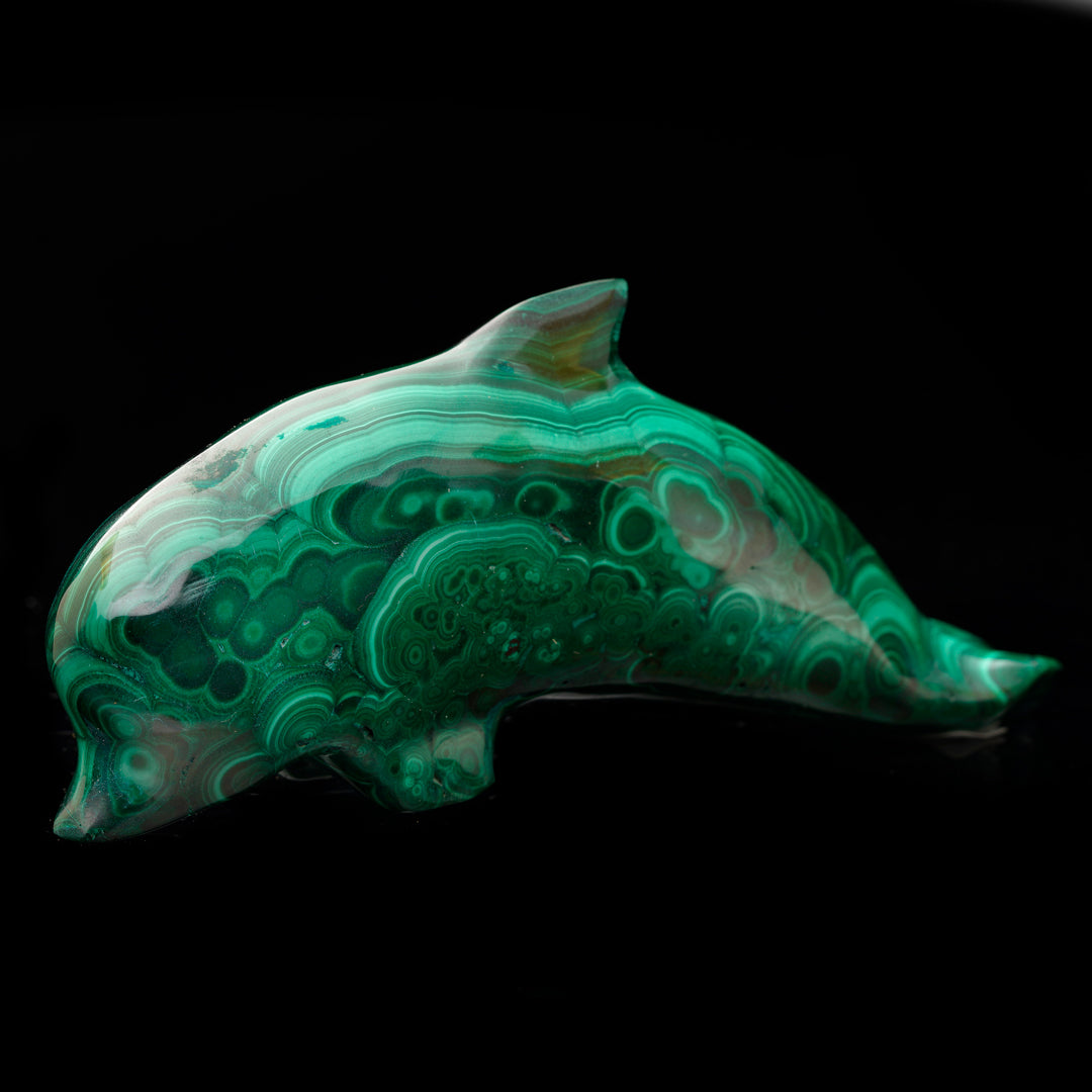 Hand-Carved Malachite Dolphin // 177 Grams