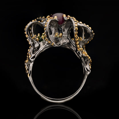 Ruby, Peridot, and Chrome Diopside Tentacle Ring