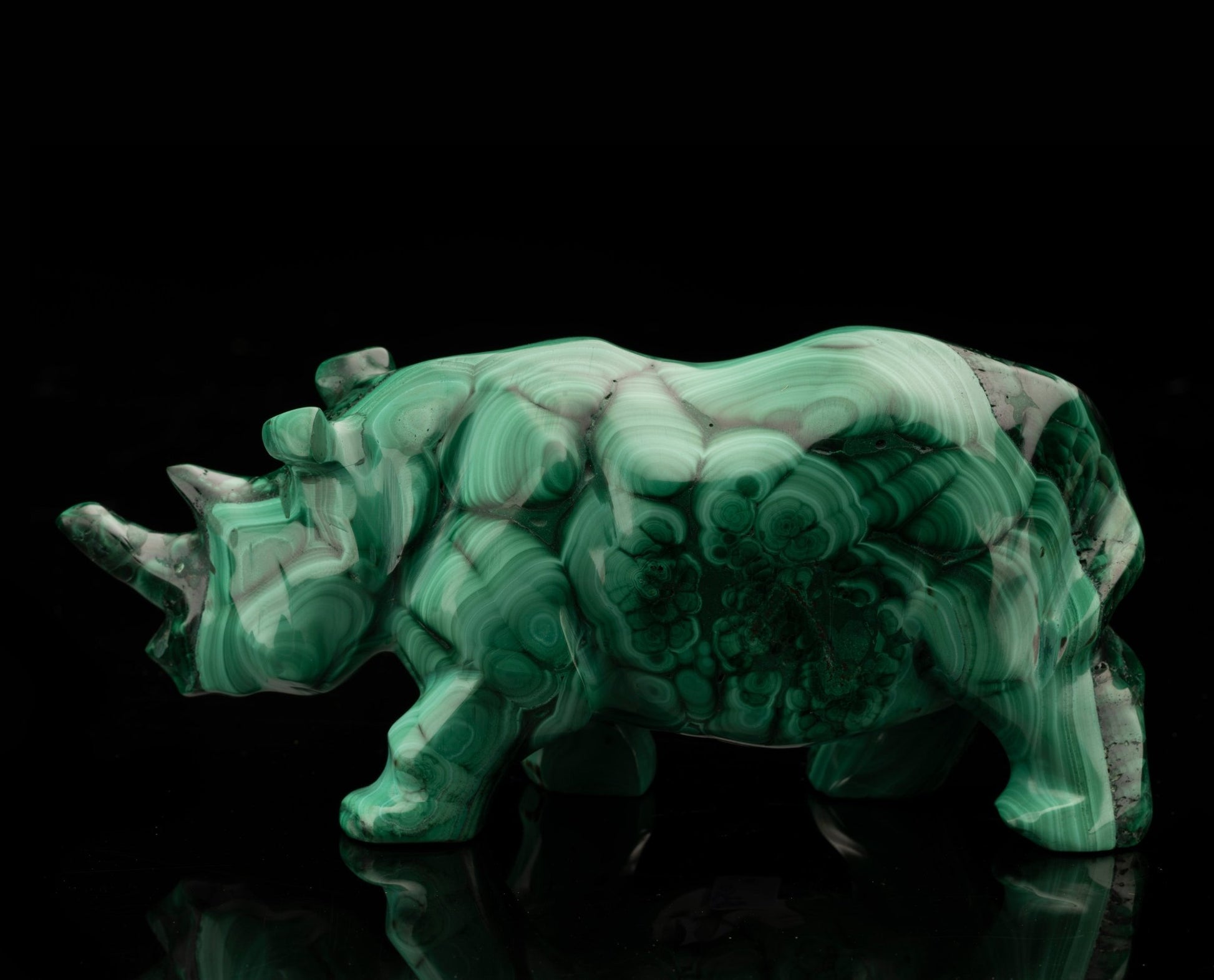 Malachite Carving – Rhinoceros // 1.02 Lb. - Astro West