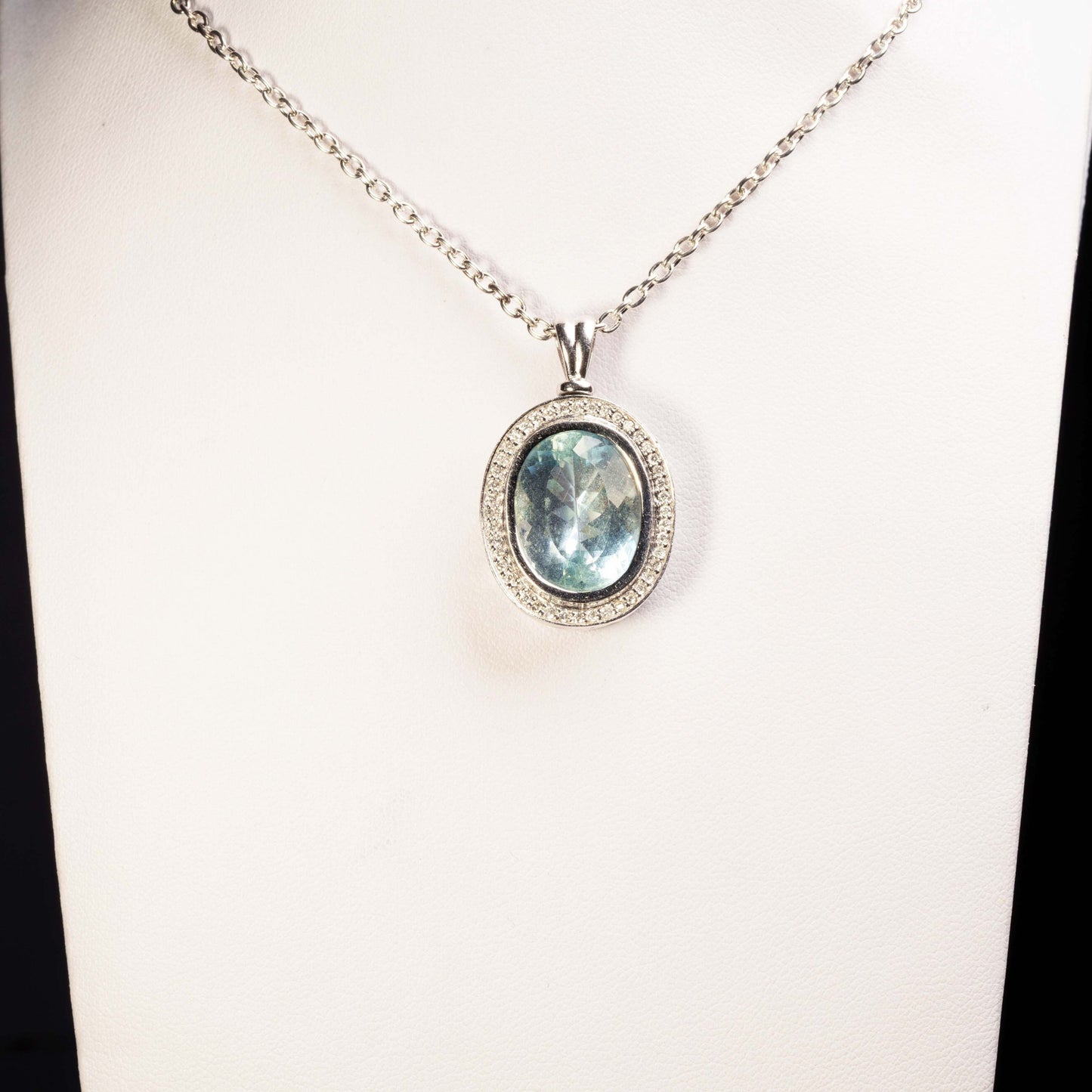Aquamarine with Diamonds Pendant