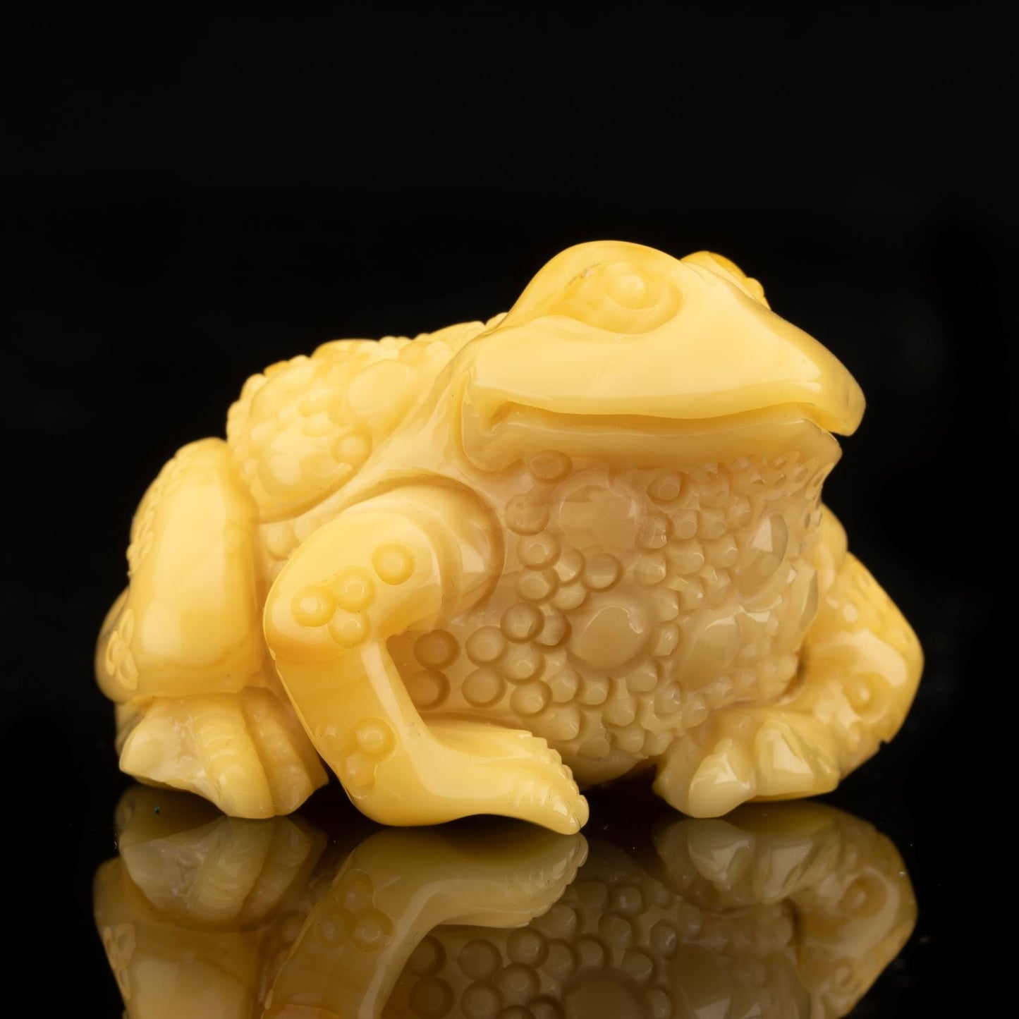 Carved Butterscotch Amber Frog