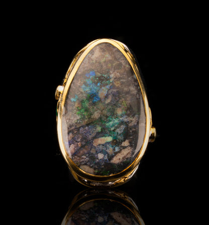 Matrix Opal, Emerald, and Sapphire Ring // Size 7.5