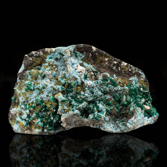 Dioptase And Mimetite on Plancheite // 6.5 Lb.