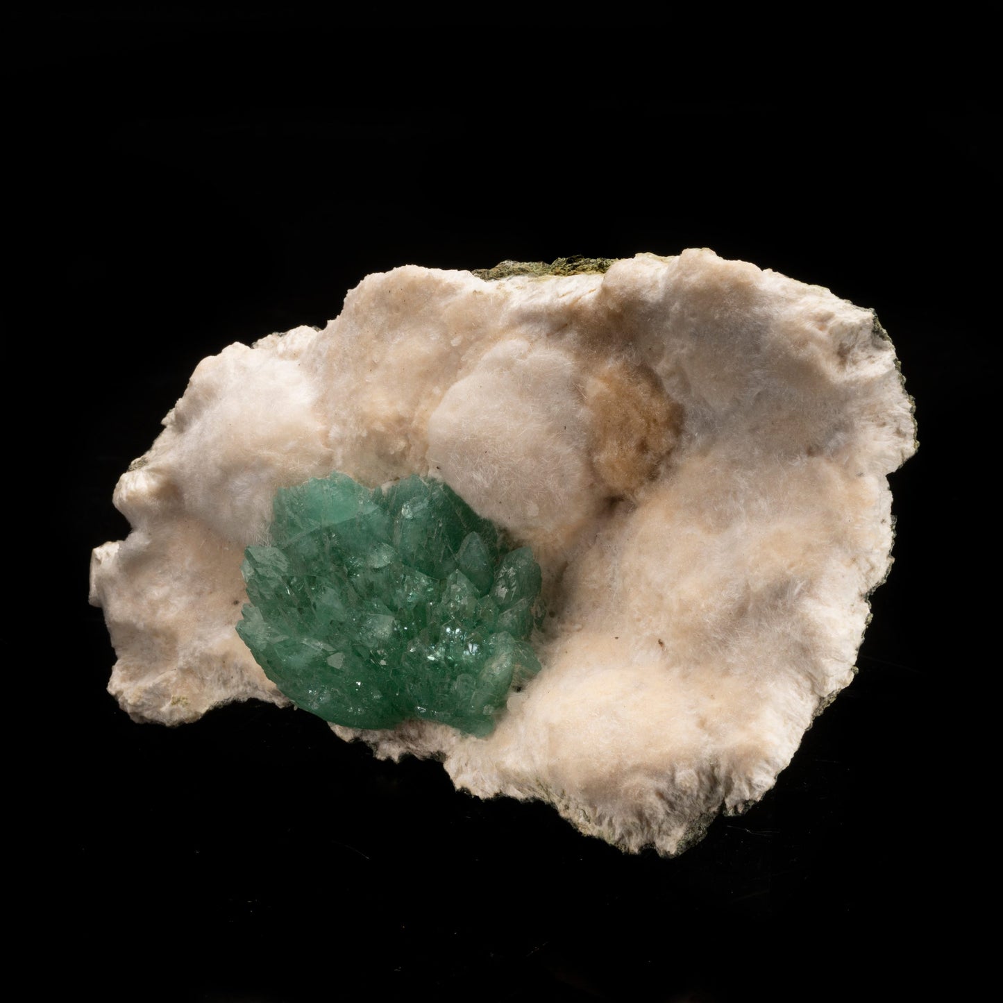 Green Apophyllite on Okenite // 447 Grams