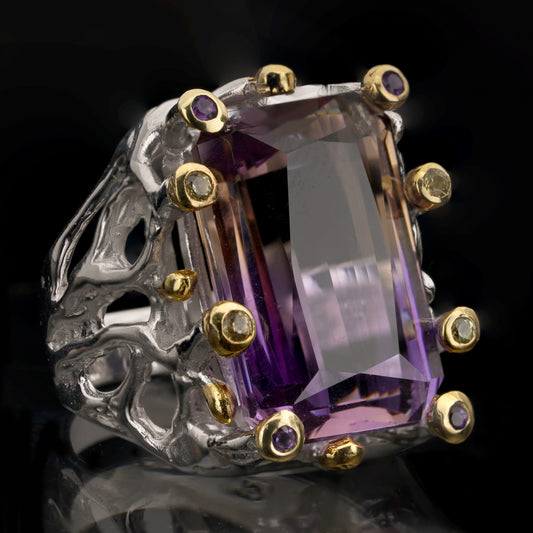 Ametrine, Amethyst, and Sapphire Ring // Size 7.5