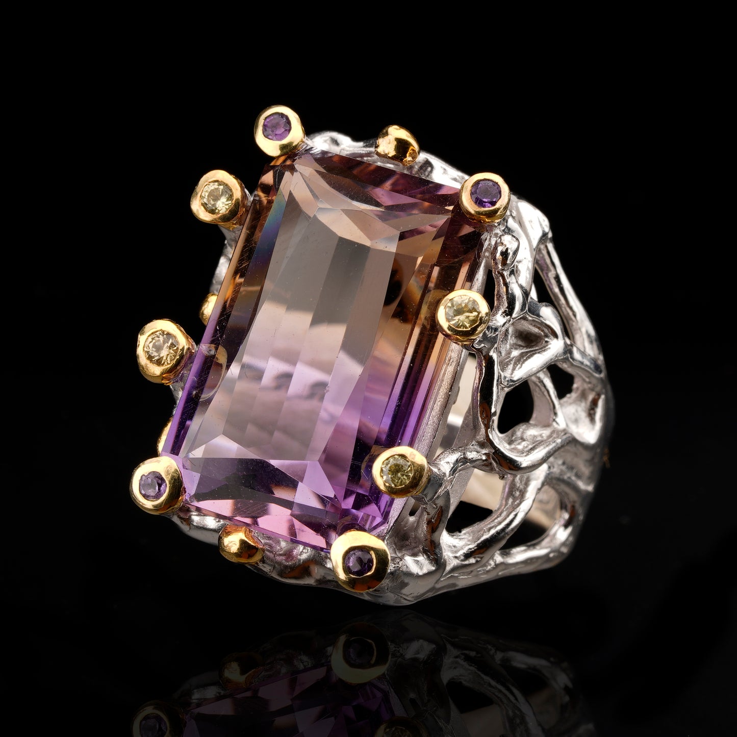 Ametrine, Amethyst, and Sapphire Ring // Size 7.5
