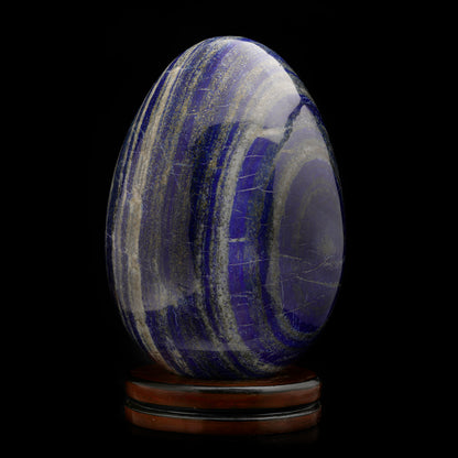 Lapis Lazuli Egg on Carved Wooden Base // 47 Lb.
