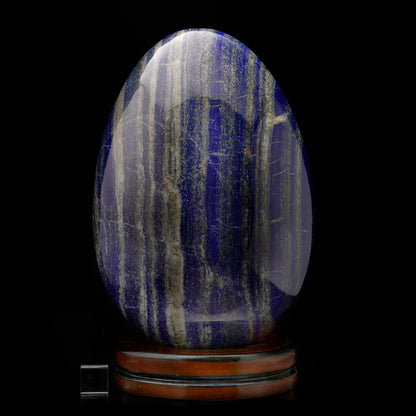 Lapis Lazuli Egg on Carved Wooden Base // 47 Lb.
