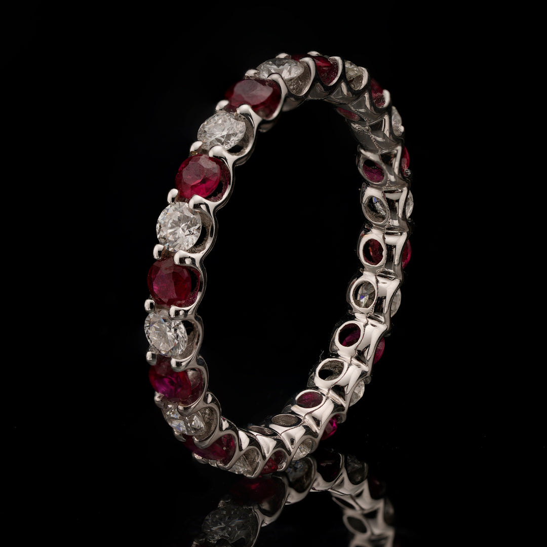Alternating Rubies and Diamonds Eternity Ring