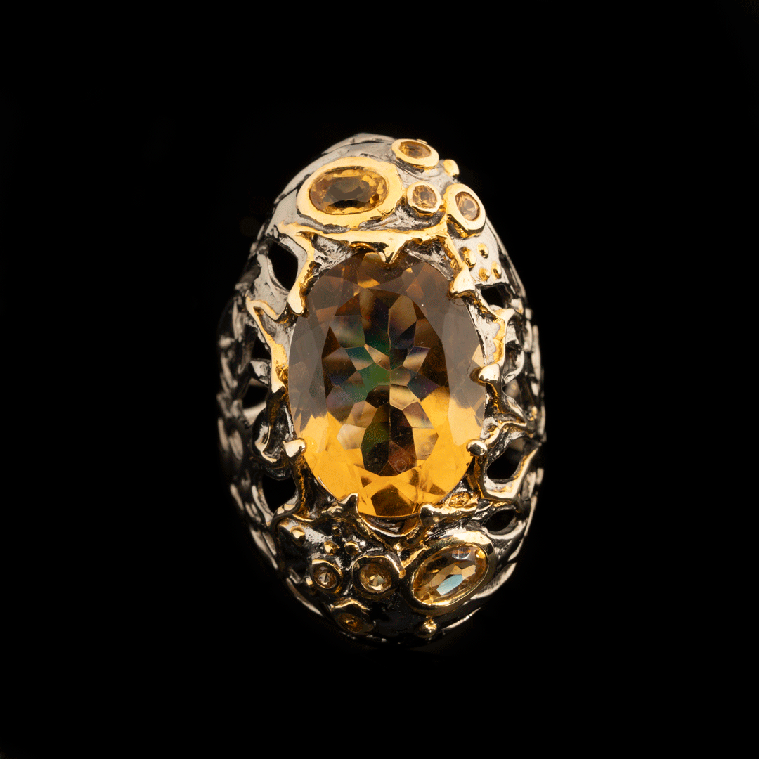 Citrine and Yellow Sapphire Ring // Size 8
