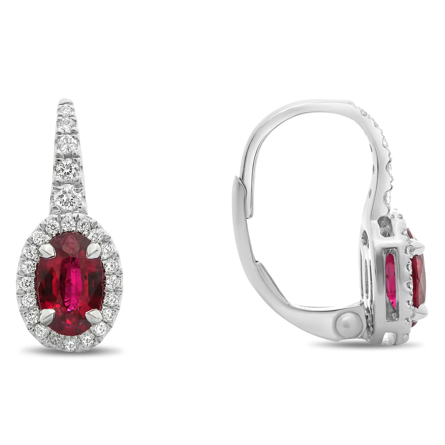 Ruby & Diamond Lever Back Earrings