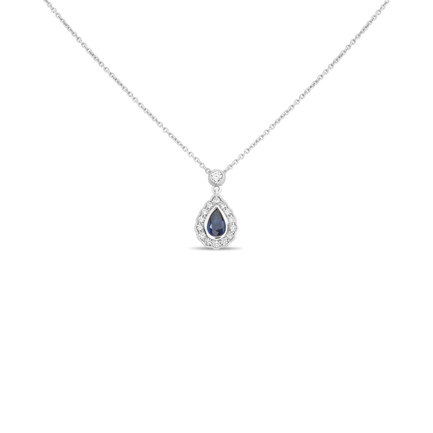 Pear-shaped Sapphire Halo Necklace