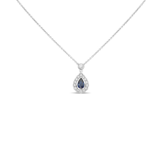 Pear-shaped Sapphire Halo Necklace