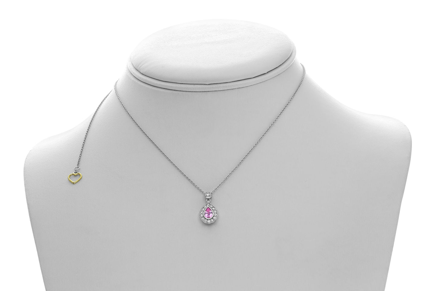 Pear-shaped Pink Sapphire Halo Necklace