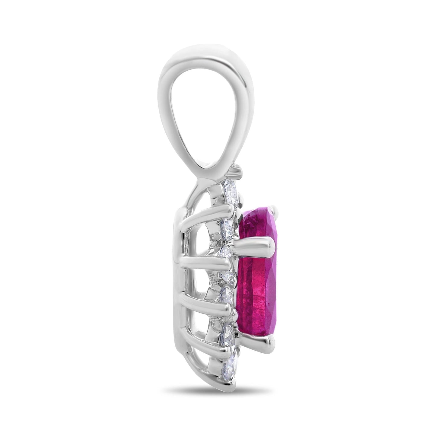 White Gold Oval Pink Sapphire Halo Pendant