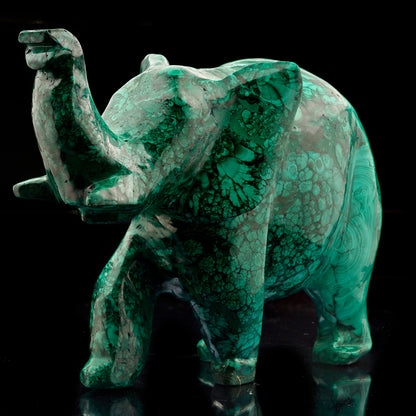 Hand-Carved Malachite Elephant // 11 Lb.