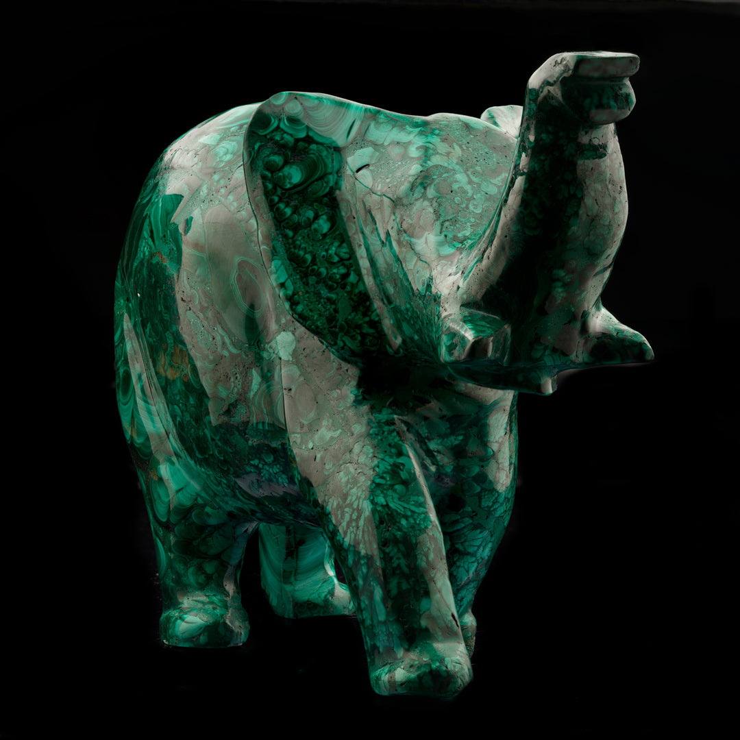 Hand-Carved Malachite Elephant // 11 Lb.