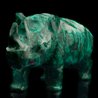 Hand-Carved Malachite Rhinoceros // 10 Lb.