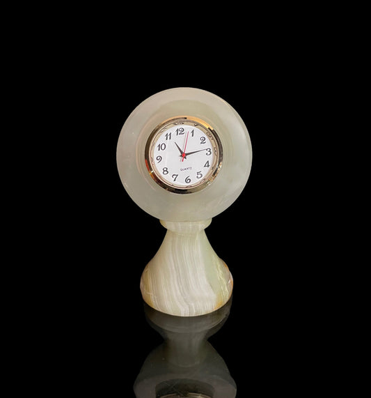 Banded White Onyx Stand Clock