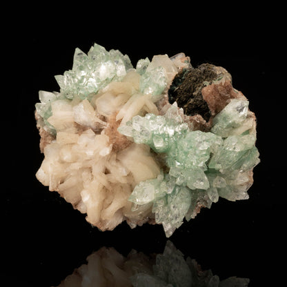Green Apophyllite and Stilbite on Red Heulandite // 275 Grams