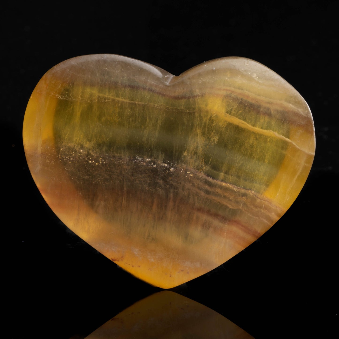 Banded Yellow Fluorite Heart Dish // 104 Grams