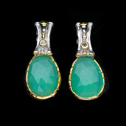 Chrysoprase, Peridot, and Chrome Diopside Earrings