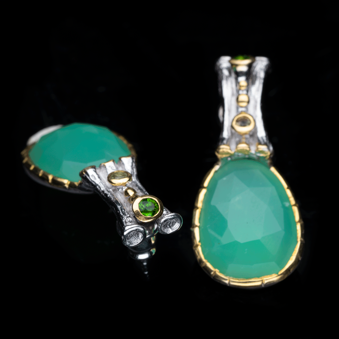 Chrysoprase, Peridot, and Chrome Diopside Earrings