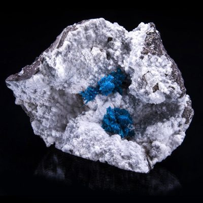 Cavansite and Pentagonite on matrix – rare mineral specimen from Pune, India