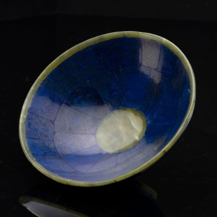 Handcrafted Jade and Lapis Lazuli Bowl - Image 2