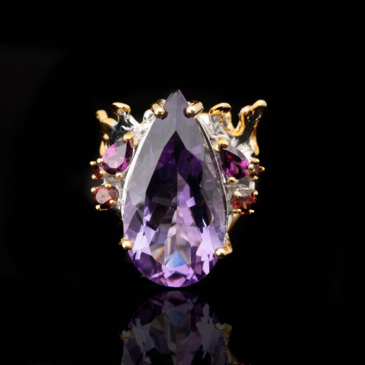Amethyst and Garnet Crown Ring
