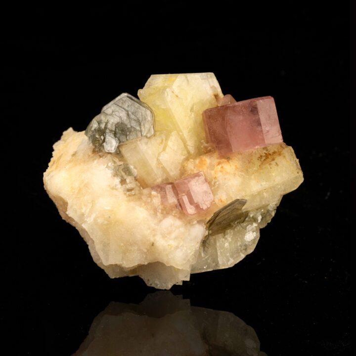 Pink Apatite With Muscovite on Microcline // 80 Grams