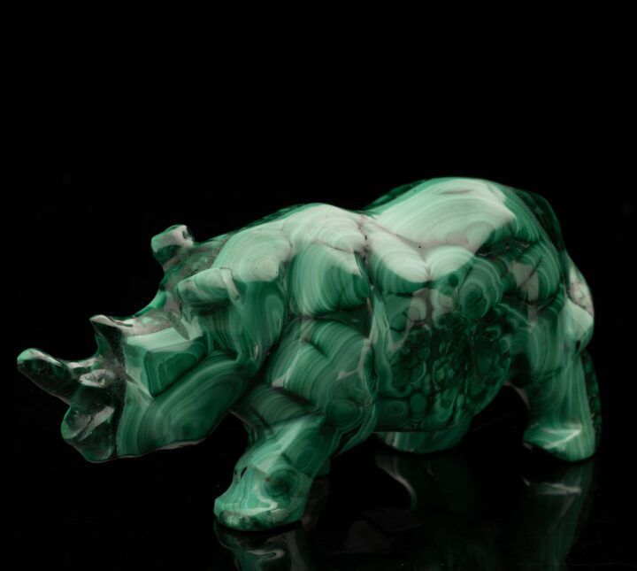 Malachite Carving – Rhinoceros // 1.02 Lb.