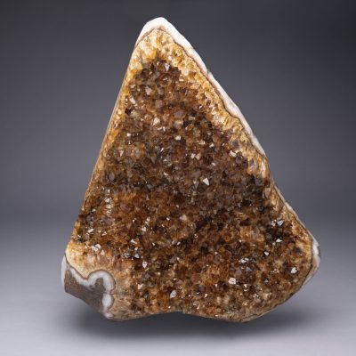 Genuine Brazilian Citrine "The Pizza" Slice on Display Stand