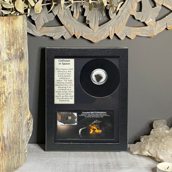 Collision in Space Meteorite – Rare Impact-Melt Specimen in Collector’s Display Box