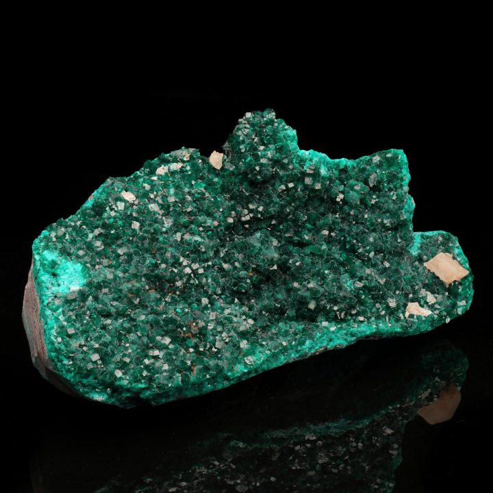 Museum‑Quality Dioptase with Calcite from the DRC