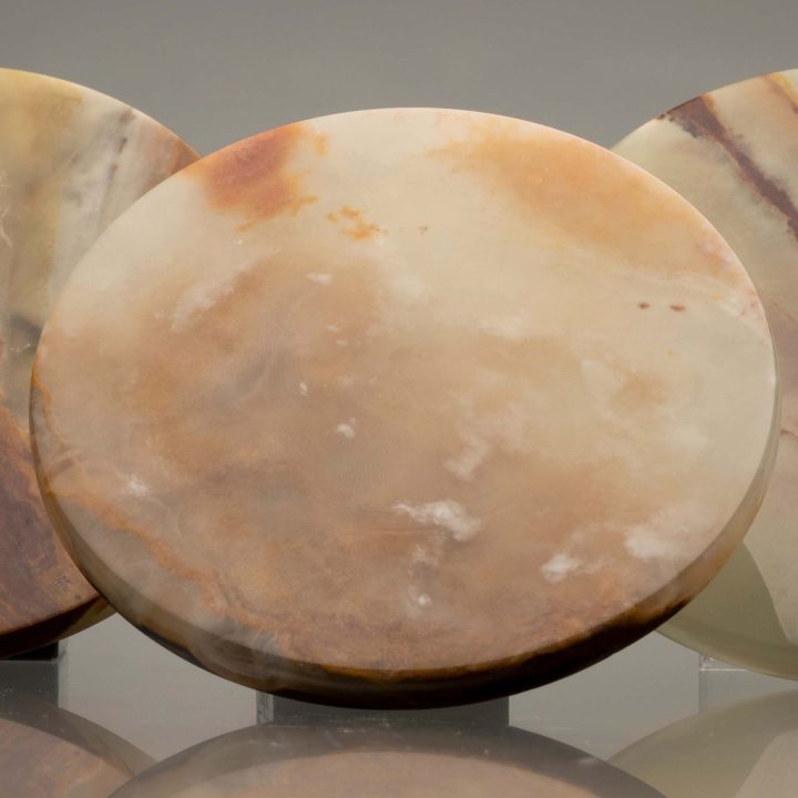 Round Banded Onyx Coaster Set of Six from Pakistan