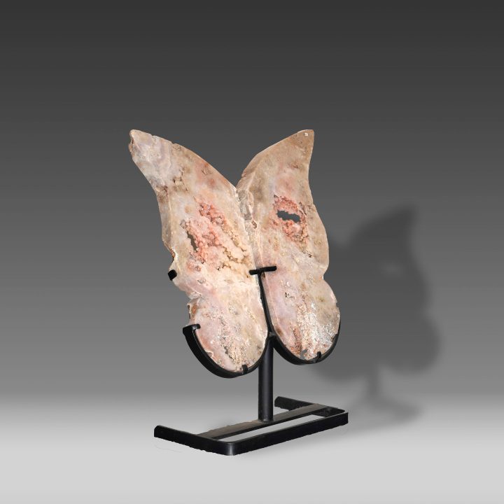 Pink Amethyst wings crystal carving left angle