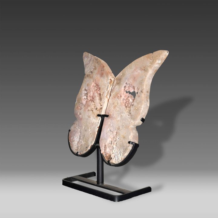Pink Amethyst wings crystal carving right angle