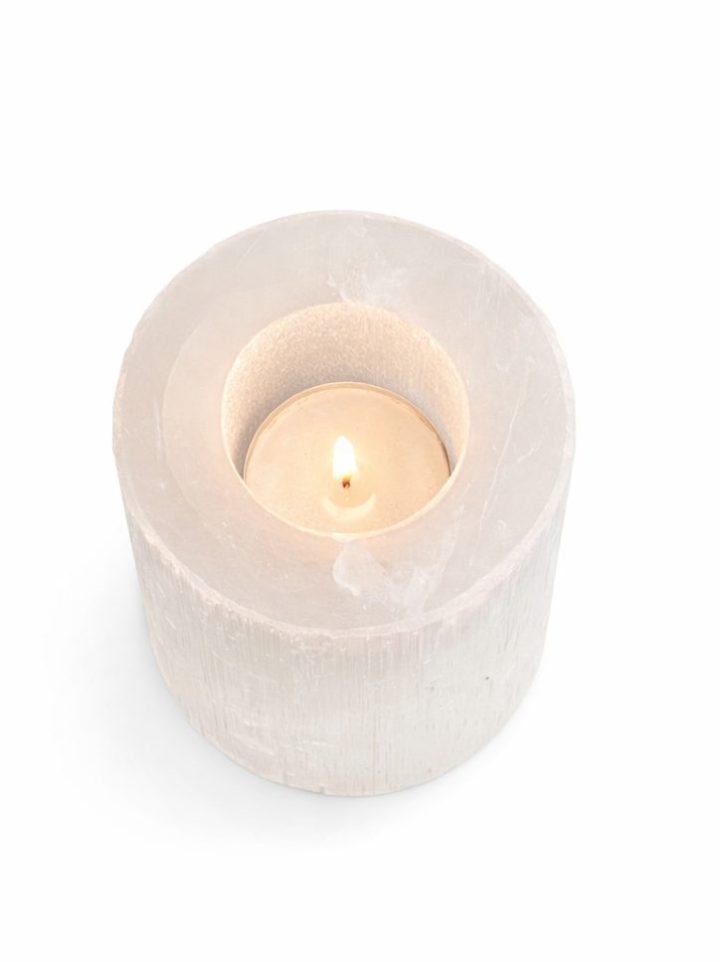 Genuine Selenite Candle Holder – Calming Home Decor
