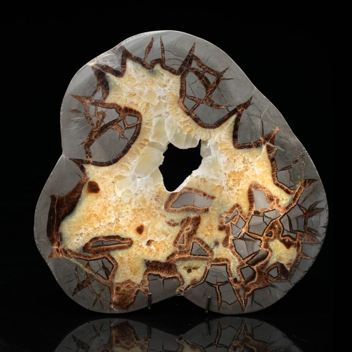 Unique Septarian Stone Slice - Natural Décor