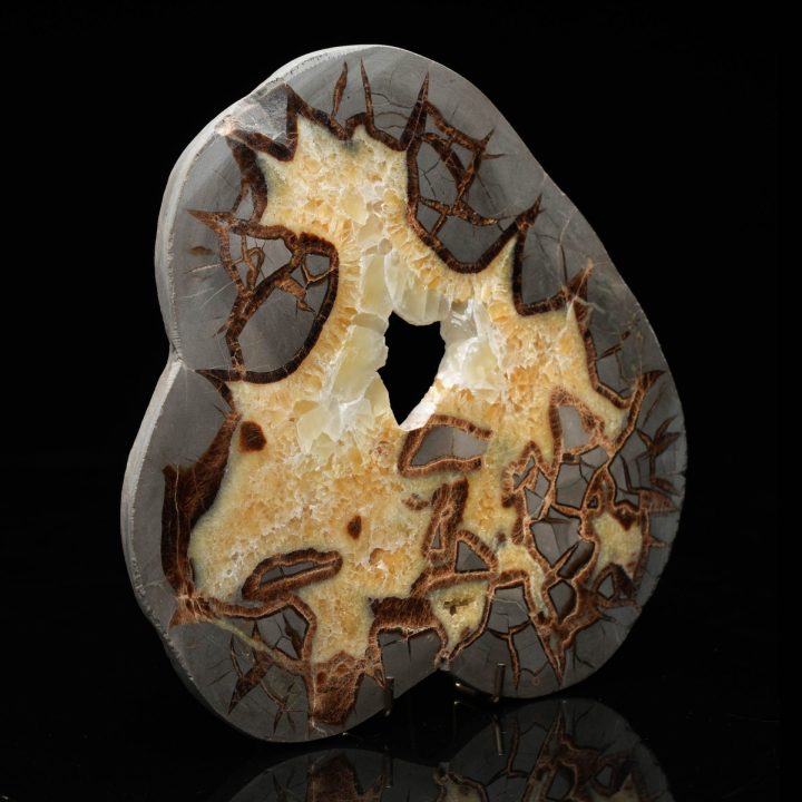 Unique Septarian Stone Slice - Natural Décor