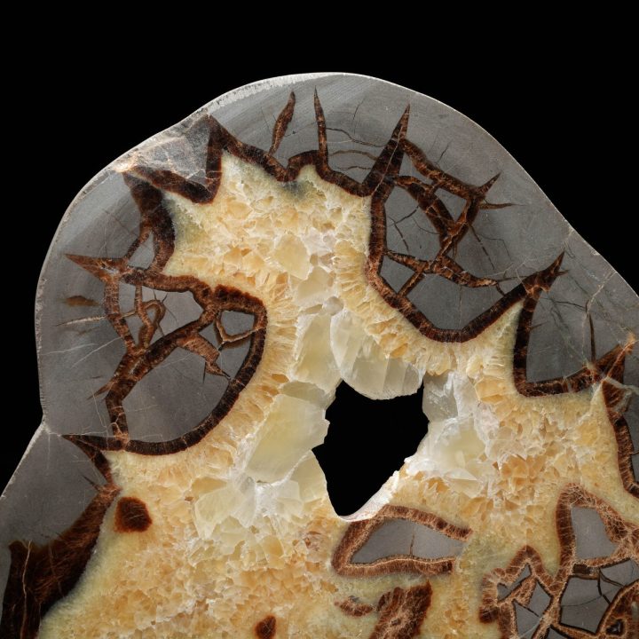 Unique Septarian Stone Slice - Natural Décor