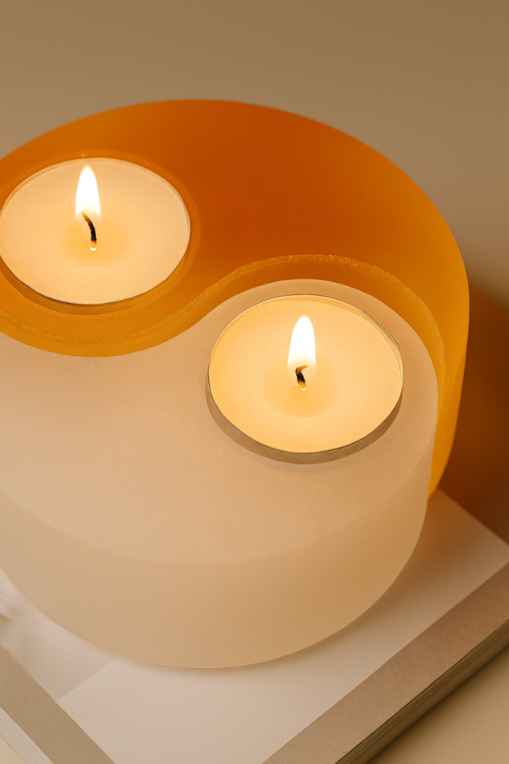 Selenite Yin Yang Candle Holder