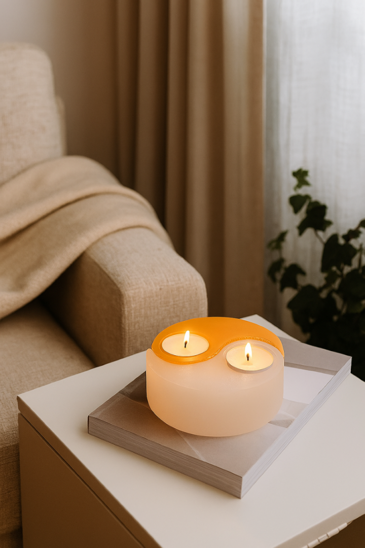 Selenite Yin Yang Candle Holder from Astro West