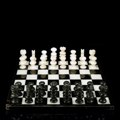 Hand-Carved Black and White Onyx Chess Set