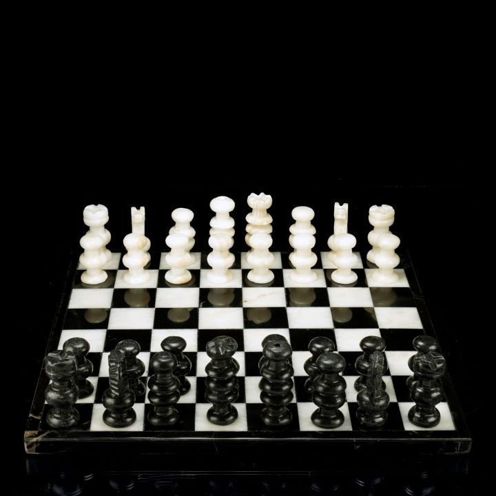Hand-Carved Black and White Onyx Chess Set