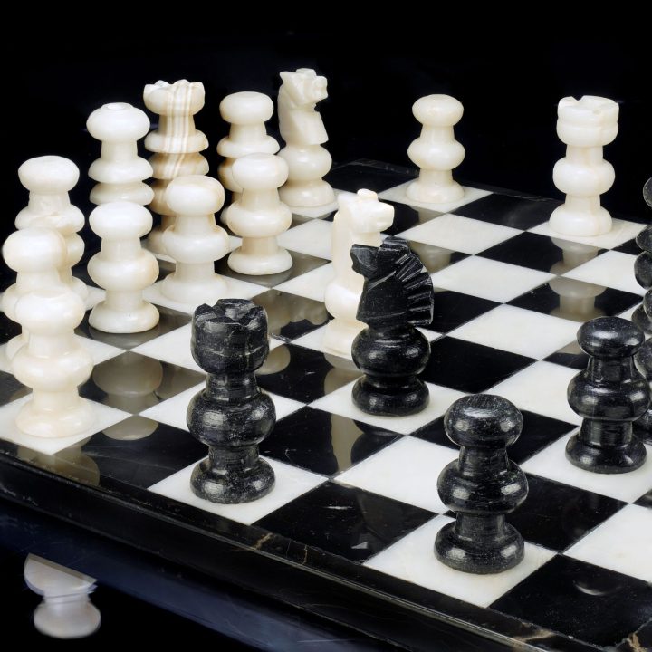 Hand-Carved Black and White Onyx Chess Set